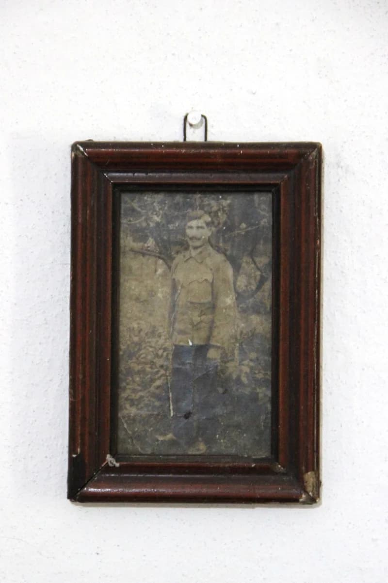 Soldier's photograph in a wooden frame