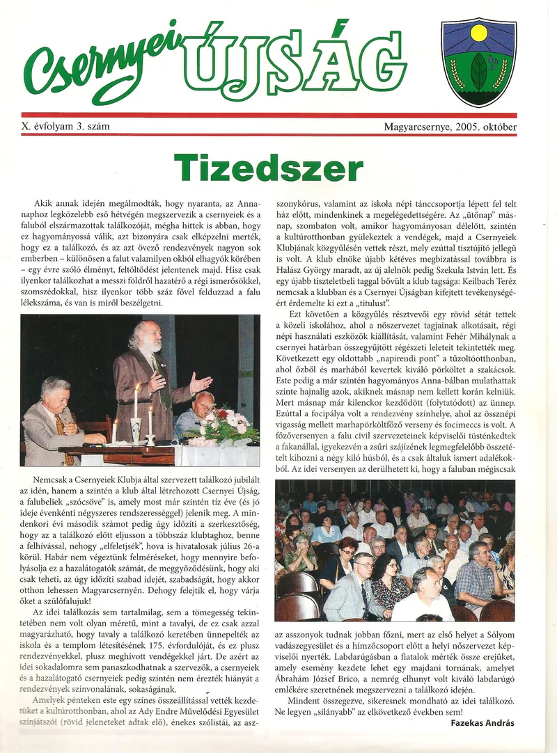 Csernyei Újság, 10. évf. 2005. október 3. sz.