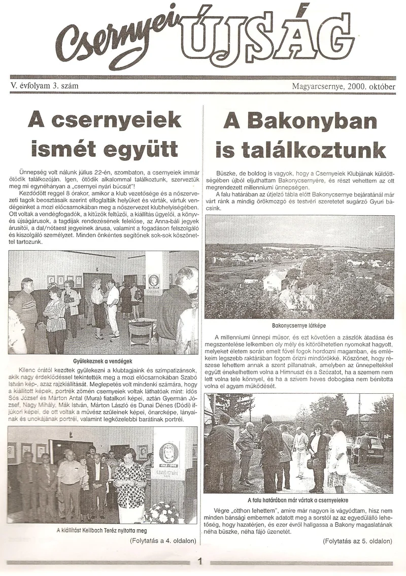 Csernyei Újság, 5. évf. 2000. október 3. sz.