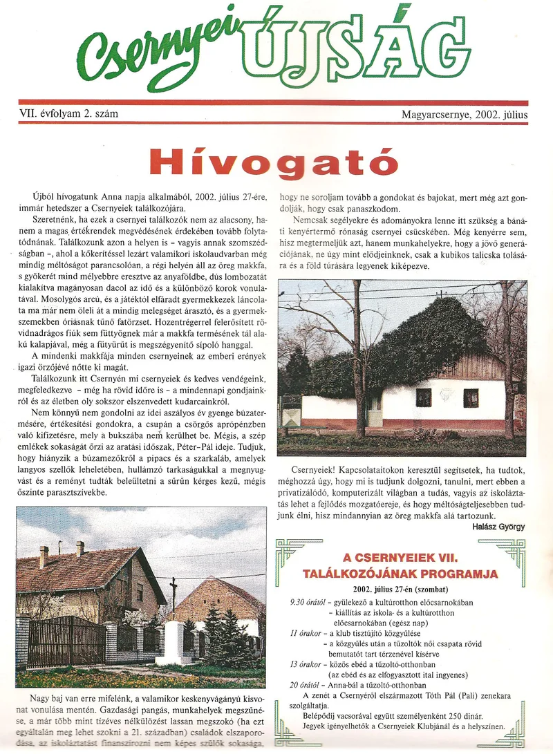 Csernyei Újság, 7. évf. 2002. július 2. sz.