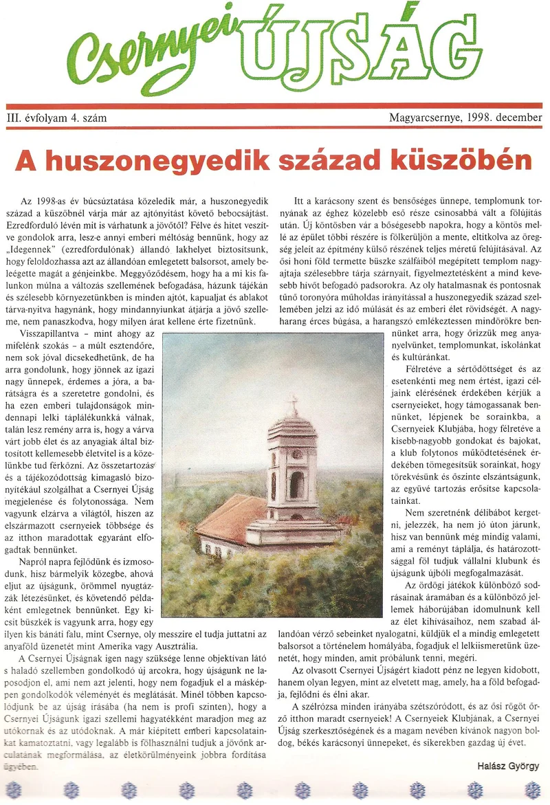 Csernyei Újság, 3. évf. 1998. december 4. sz.