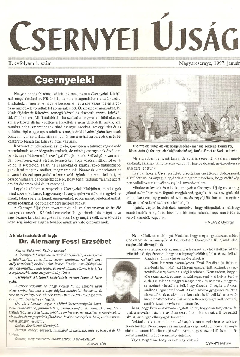 Csernyei Újság, 2. évf. 1997. január 1. sz.