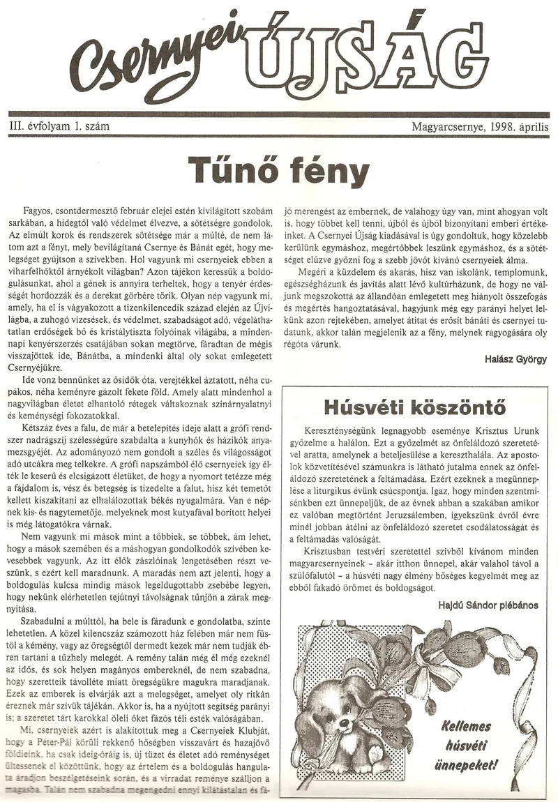 Csernyei Újság, 3. évf. 1998. április 1. sz.