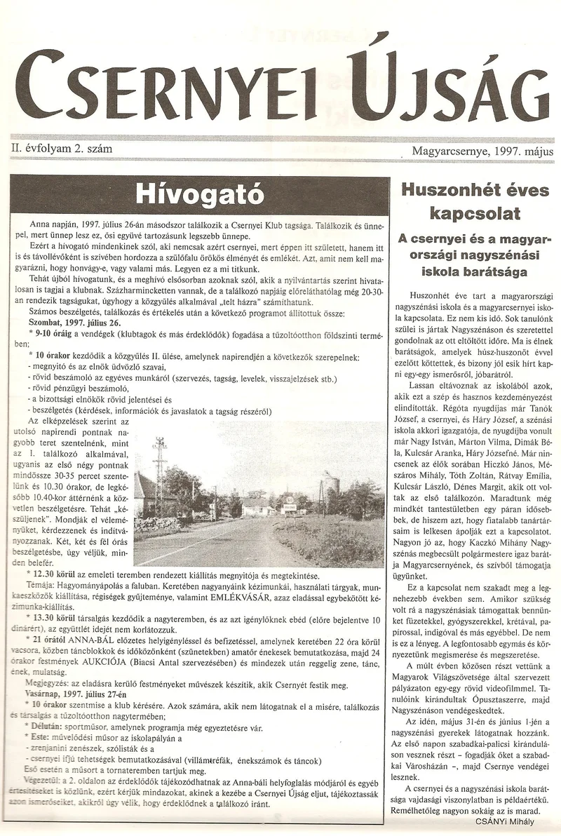 Csernyei Újság, 2. évf. 1997. május 2. sz.