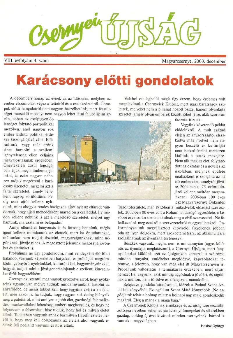 Csernyei Újság, 8. évf. 2003. december 4. sz.