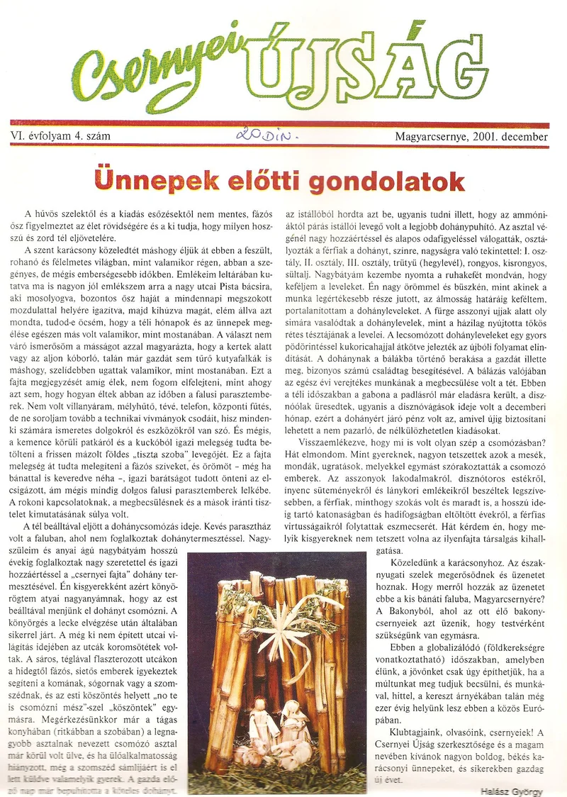 Csernyei Újság, 6. évf. 2001. december 4. sz.