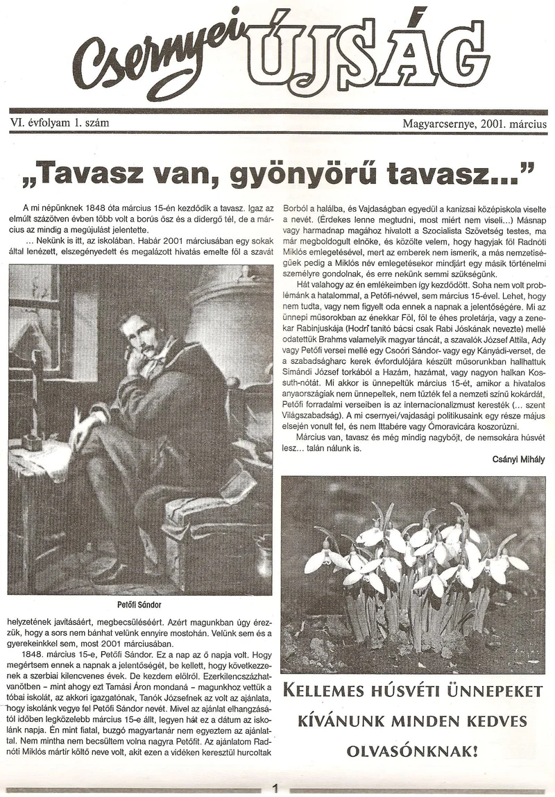 Csernyei Újság, 6. évf. 2001. március 1. sz.
