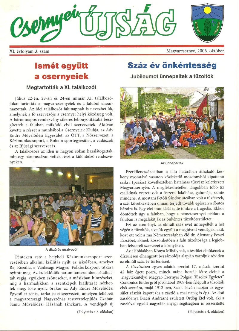 Csernyei Újság, 11. évf. 2006. október 3. sz.
