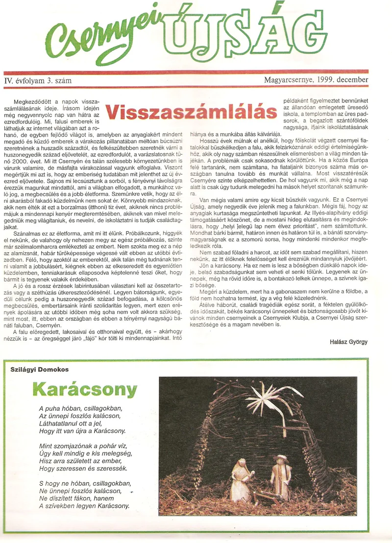 Csernyei Újság, 4. évf. 1999. december 4. sz.
