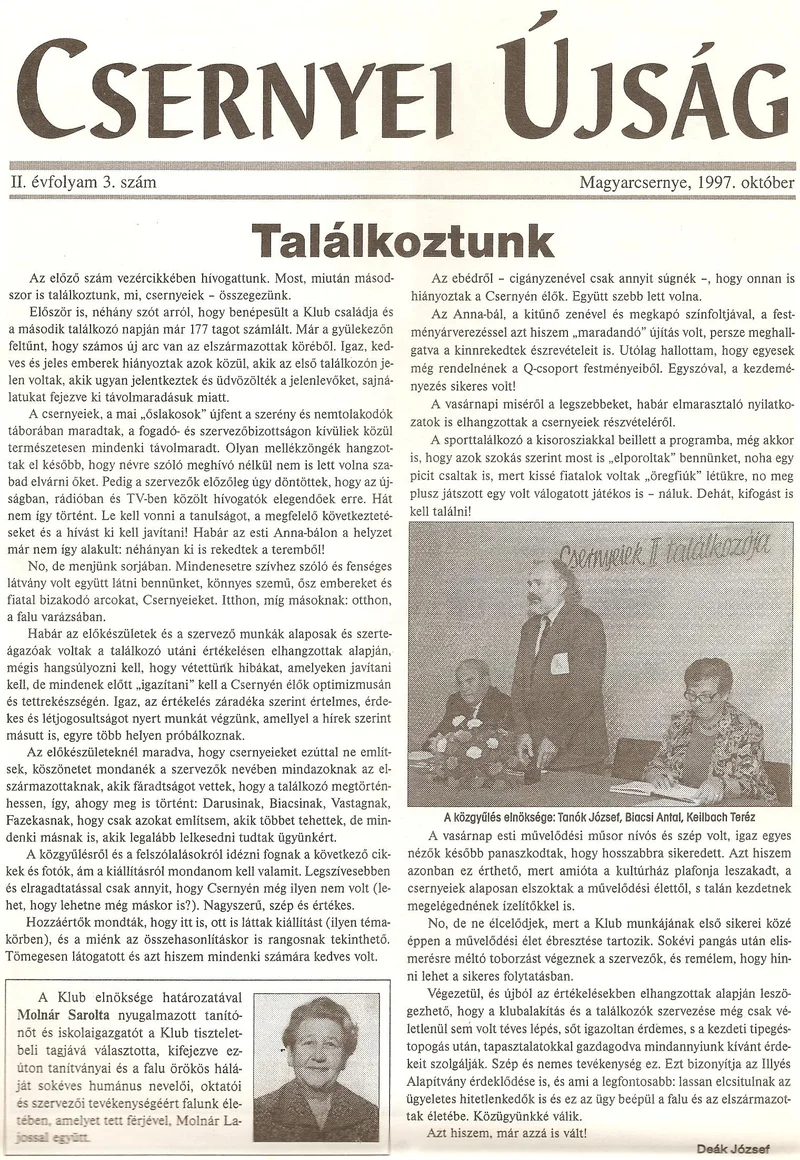 Csernyei Újság, 2. évf. 1997. október 3. sz.