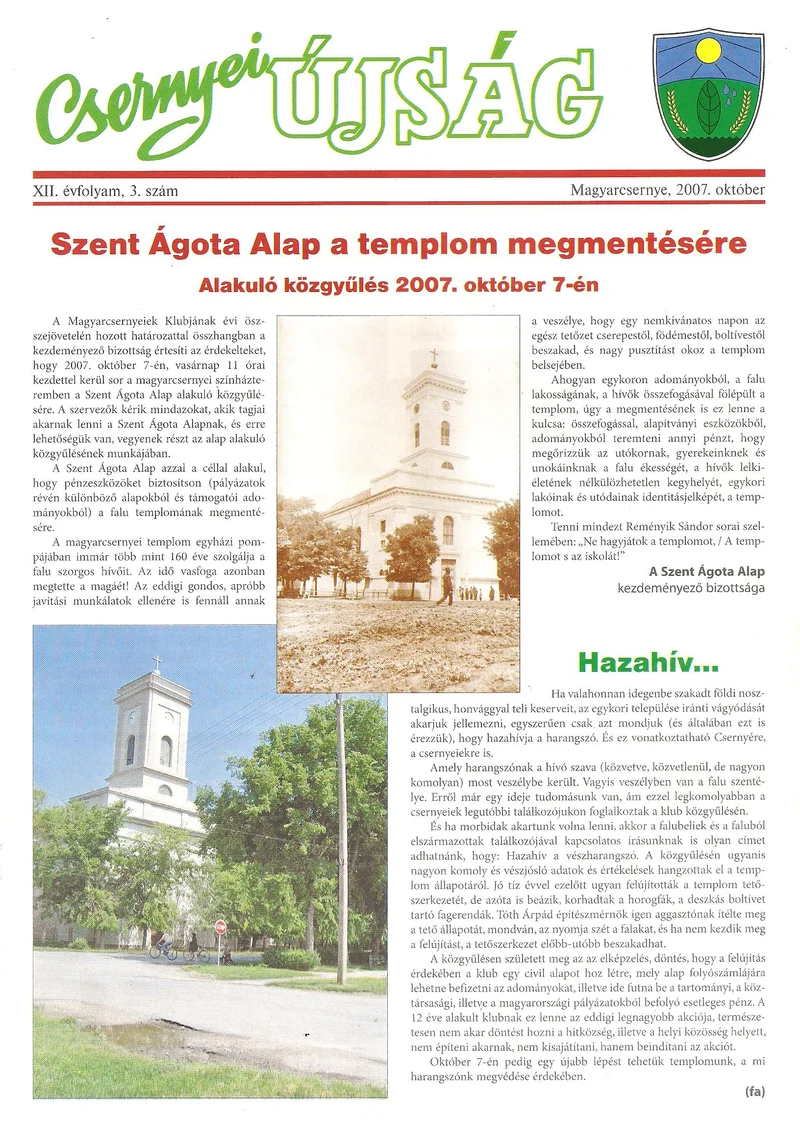 Csernyei Újság, 12. évf. 2007. október 3. sz.