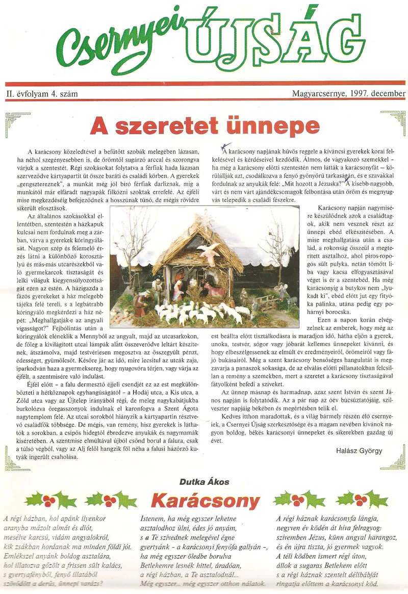 Csernyei Újság, 2. évf. 1997. december 4. sz.