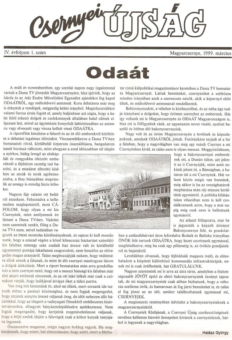 Csernyei Újság, 4. évf. 1999. március 1. sz.